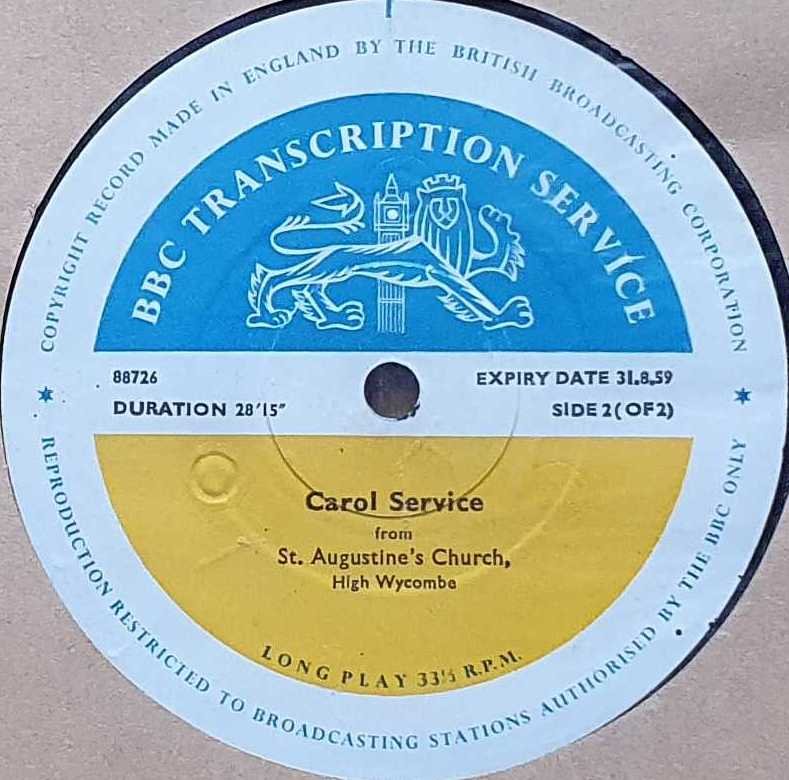 88724 Christmas verse and music (Side 2 of 2) / Carol service (Side 2 of 2) Various from the BBC records and Tapes library Label